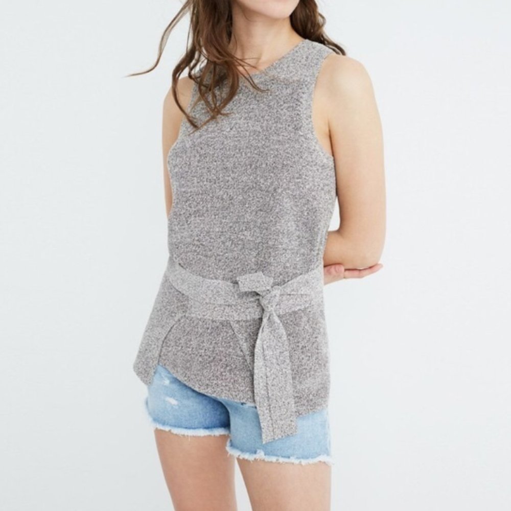 MADEWELL GREY TIE WRAP SLEEVELESS SWEATER XL